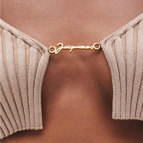 Jacquemus Tan Cropped Ribbed Cardigan - Picture 4 of 7